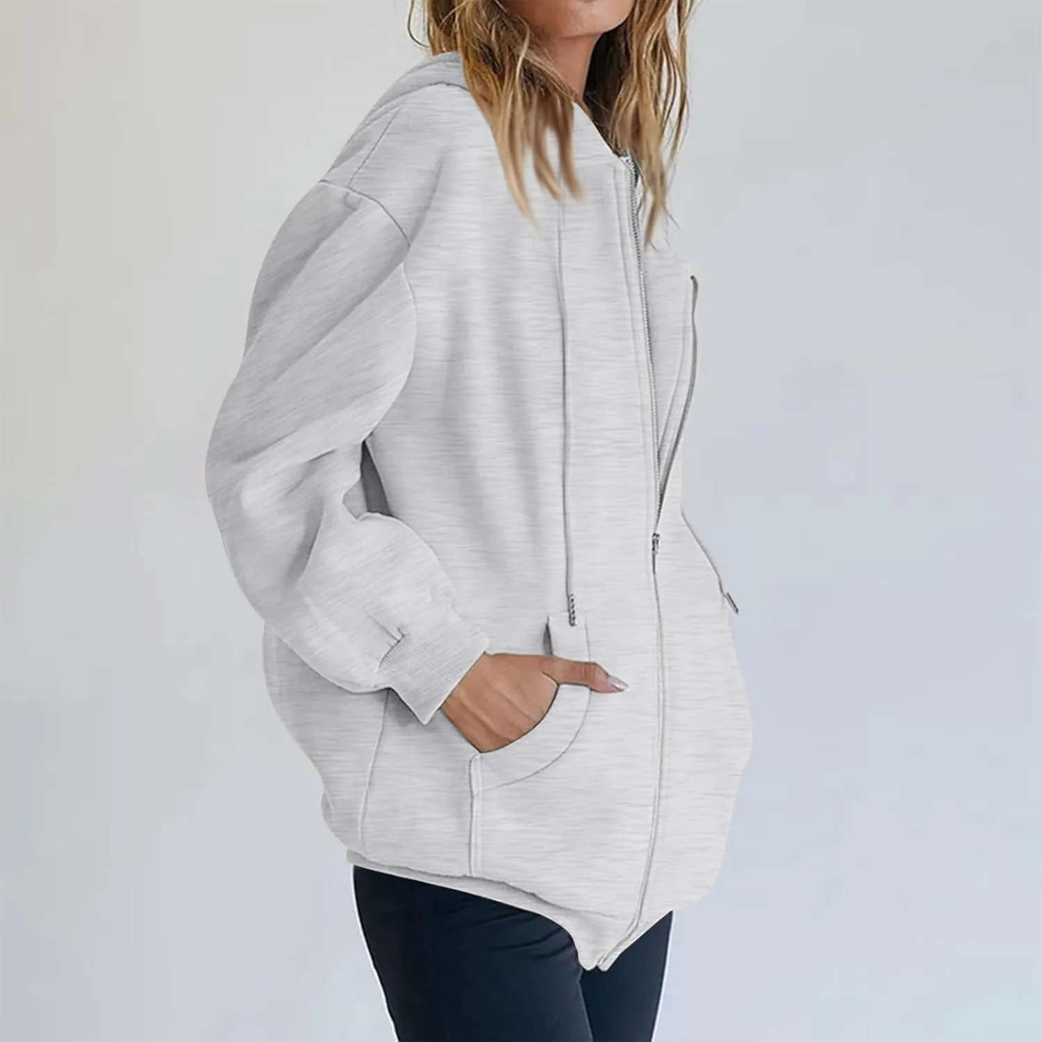 COTECRAM Womens Zip Up Hoodies Oversized Lightweight Hooded Sweatshirt Casual Long Sleeve Jacket Y2K Fall Clothes
