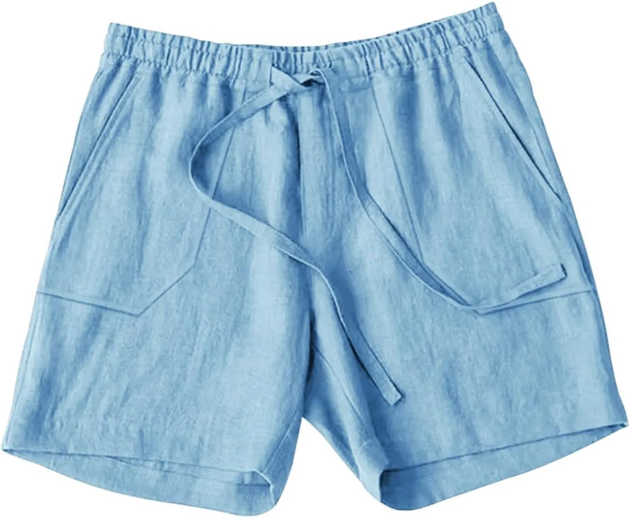 Cotton Linen Shorts for Men Elastic Waist Drawstring Summer Beach Shorts with Pockets Athletic Fit Lightweight Workout Shorts