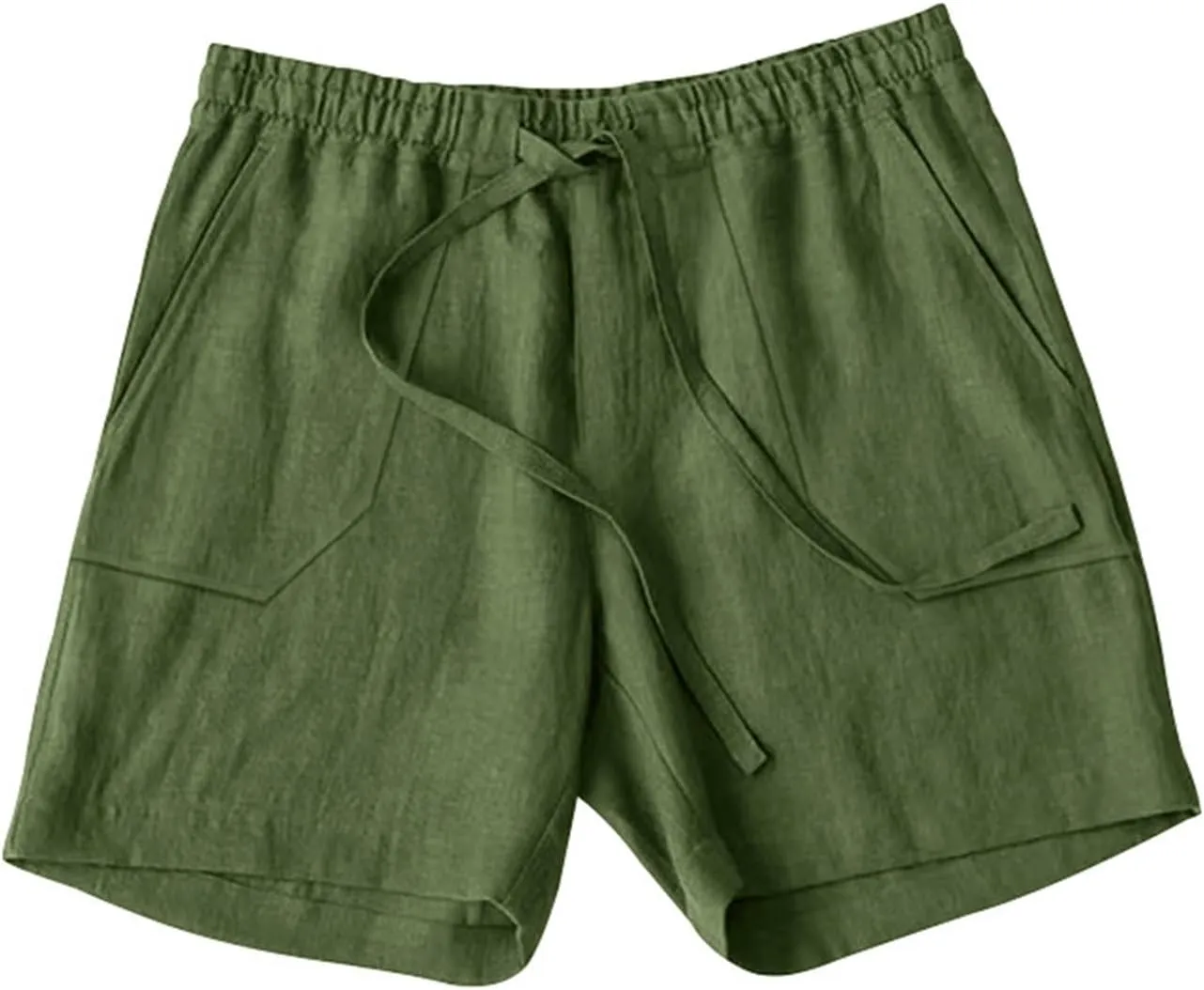Cotton Linen Shorts for Men Elastic Waist Drawstring Summer Beach Shorts with Pockets Athletic Fit Lightweight Workout Shorts