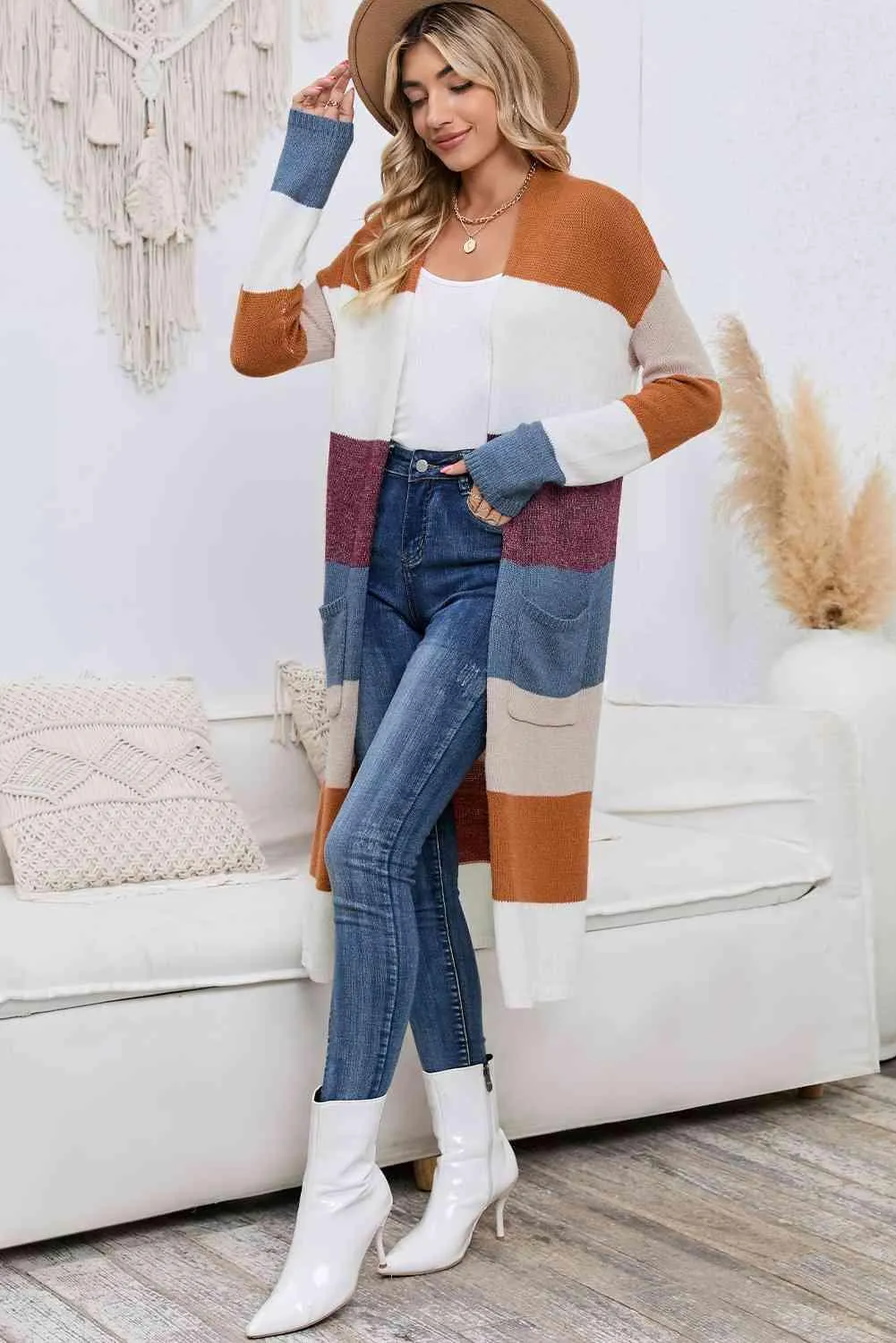 Cozy Cover Ribbed Knit Long Open Front Cardigan