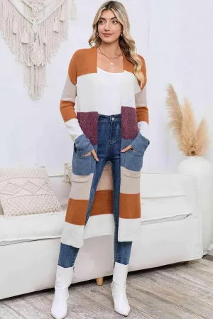 Cozy Cover Ribbed Knit Long Open Front Cardigan