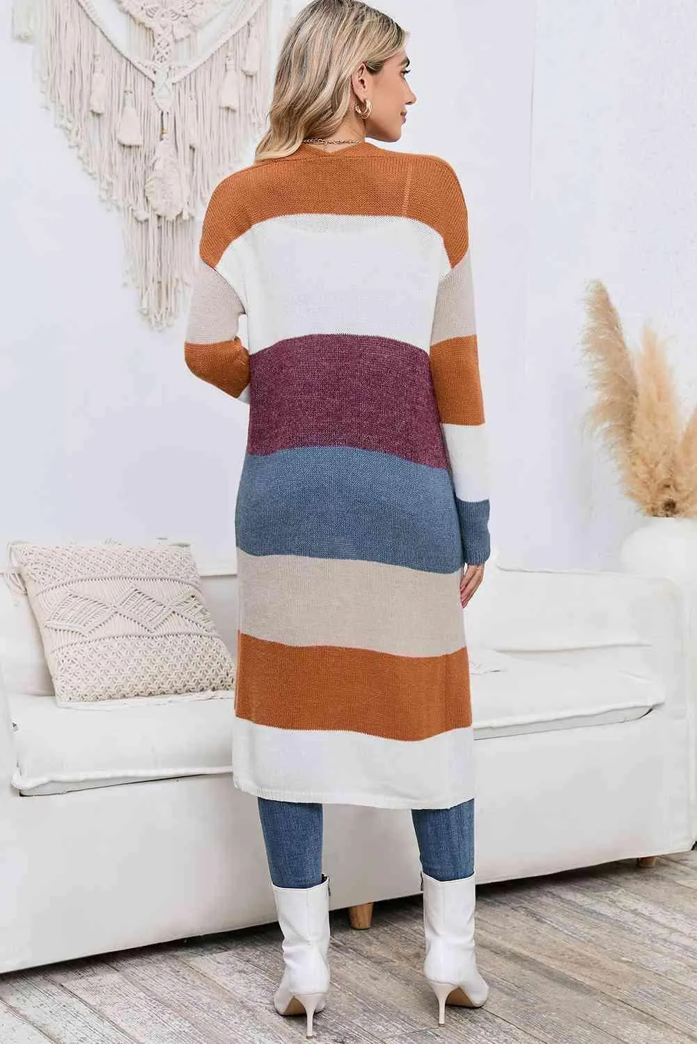 Cozy Cover Ribbed Knit Long Open Front Cardigan