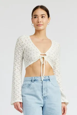 Crochet Bell Sleeve Top With Front O Ring