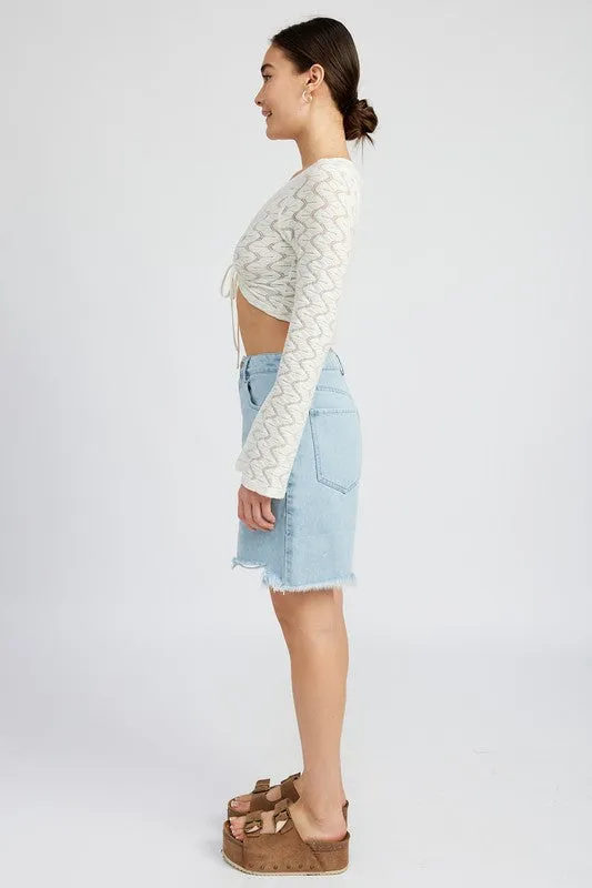 Crochet Bell Sleeve Top With Front O Ring