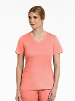 Curved Mock Wrap Top by Maevn XXS-3XL / Fresh Salmon