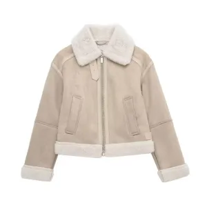 Dames Beige Sude Jas - Tijdloos en Warm voor Elk Seizoen