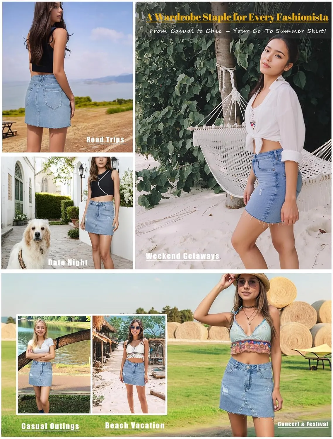 Denim Skirt Women Mini High Waisted Summer Jean Skirts