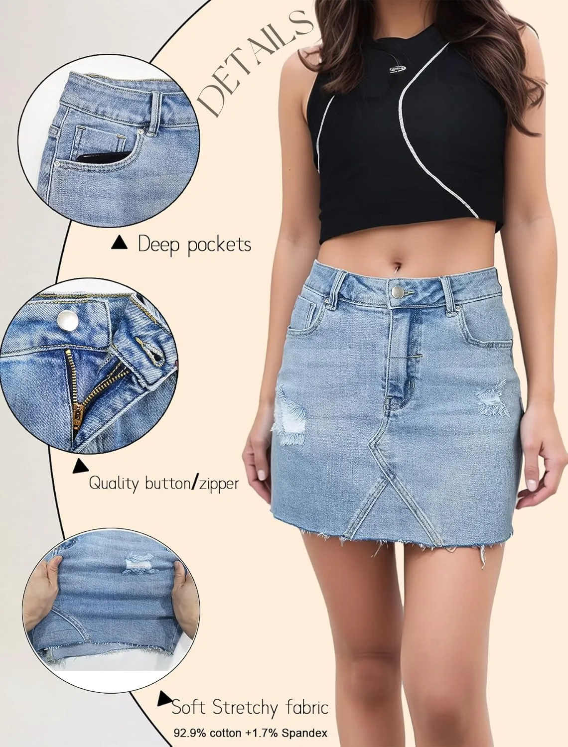 Denim Skirt Women Mini High Waisted Summer Jean Skirts