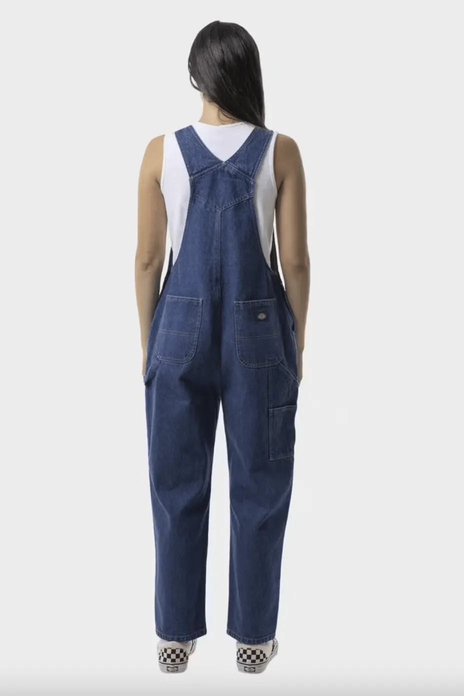 DICKIES WHITNEY DENIM CARPENTER DOUBLE KNEE OVERALLS - STONE WASH INDIGO