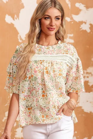 Enchanting Crew Neck Half Sleeve Floral Top