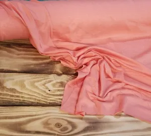 End of Bolt: 3-1/4th yards of Designer Deadstock Rayon Wool Slub Stretch Jersey Coral Salmon Pink 5.5oz Knit-remnant