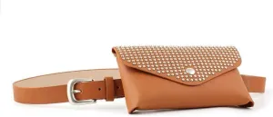Fashion Rivet Studded Envelope Waist Bag PU Leather Belt Fanny Pack Removable Waist Pouch Belt Cellphone Bag