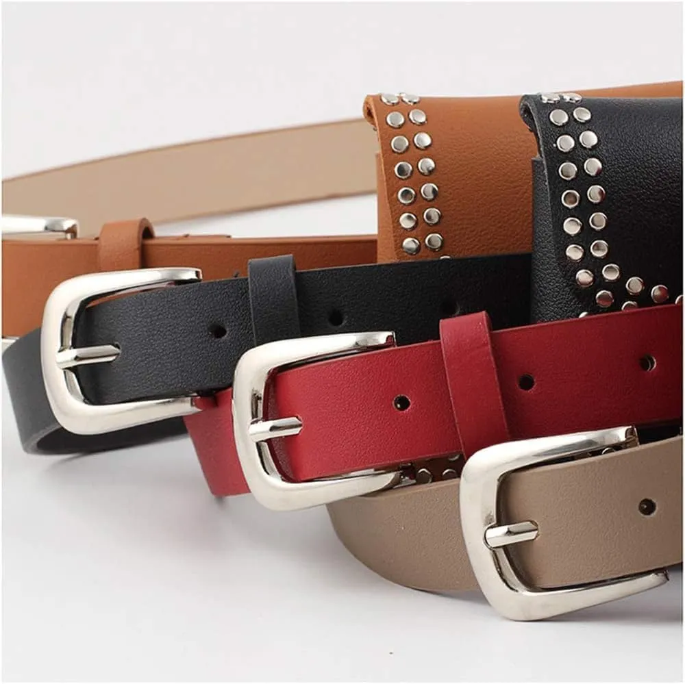 Fashion Rivet Studded Envelope Waist Bag PU Leather Belt Fanny Pack Removable Waist Pouch Belt Cellphone Bag