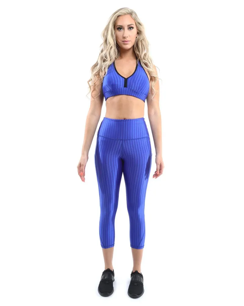 Firenze Activewear Capri Leggings - Blue [MADE IN ITALY] - Size Small