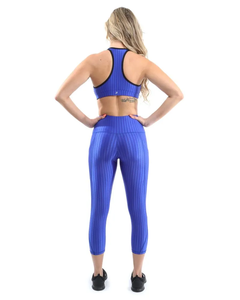 Firenze Activewear Capri Leggings - Blue [MADE IN ITALY] - Size Small
