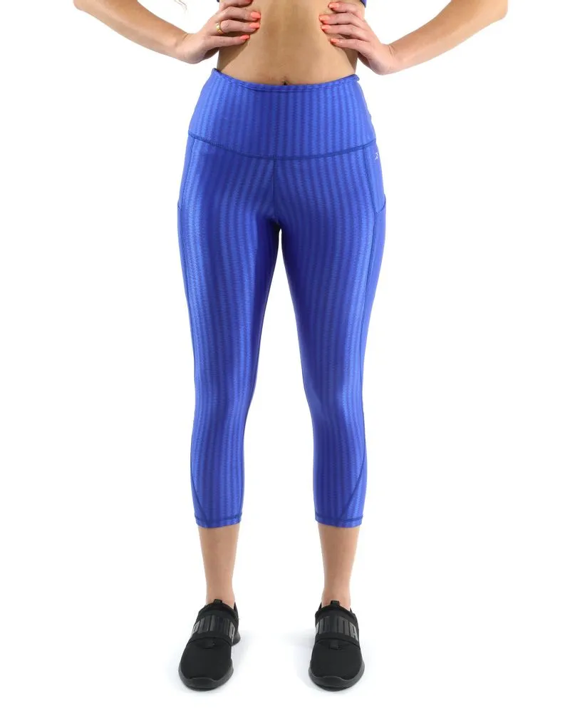 Firenze Activewear Capri Leggings - Blue [MADE IN ITALY] - Size Small