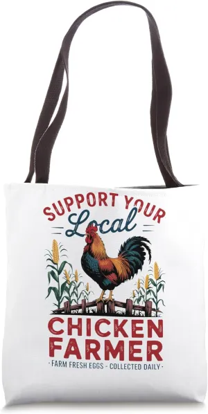 Fresh Eggs Daily  Local Chicken Keeper Vintage Farm Tote Bag