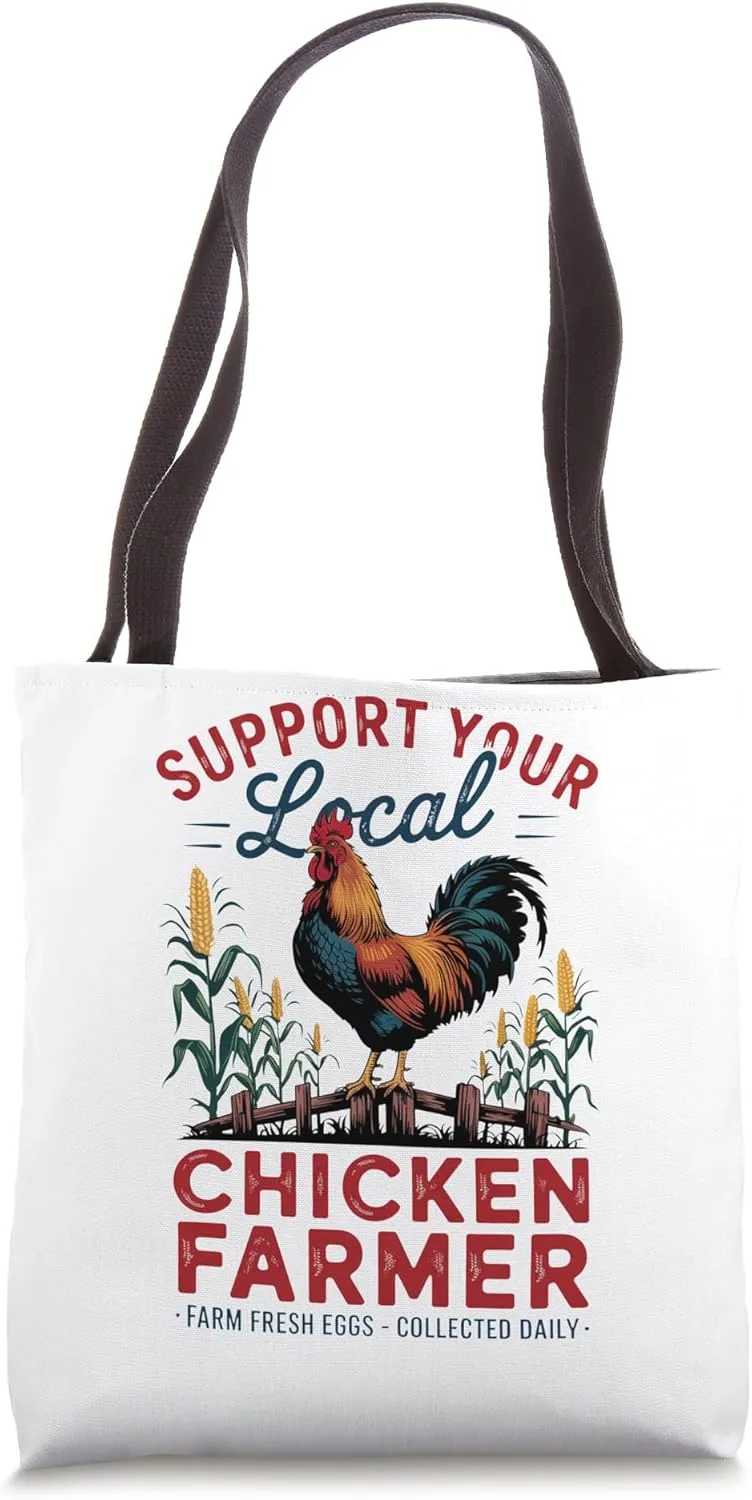 Fresh Eggs Daily  Local Chicken Keeper Vintage Farm Tote Bag