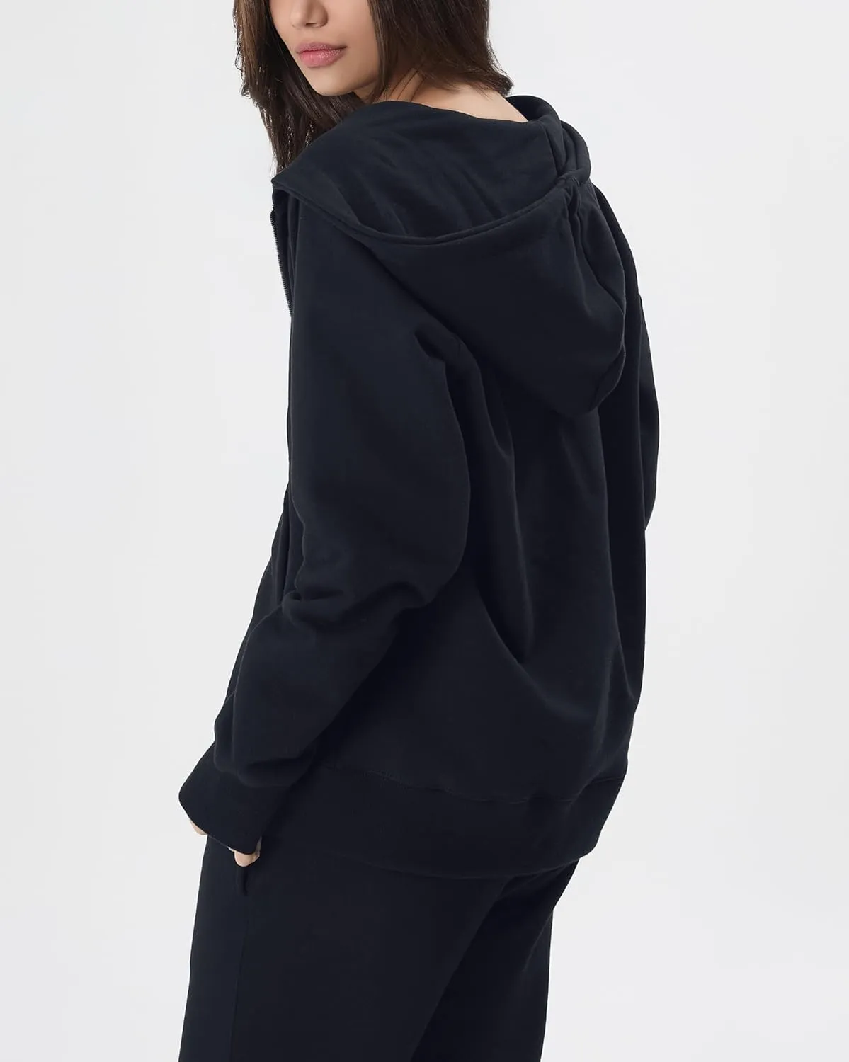GIVON Women's Zip Up Hoodie Soft Thick French Terry Two Way Zipper Sweatshirt with Pockets Full Zip Cozy and Warm