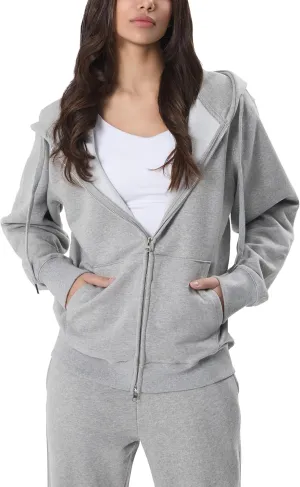 GIVON Women's Zip Up Hoodie Soft Thick French Terry Two Way Zipper Sweatshirt with Pockets Full Zip Cozy and Warm