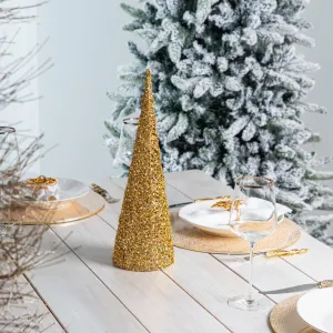 Golden Glitter Cone Tree Table Top