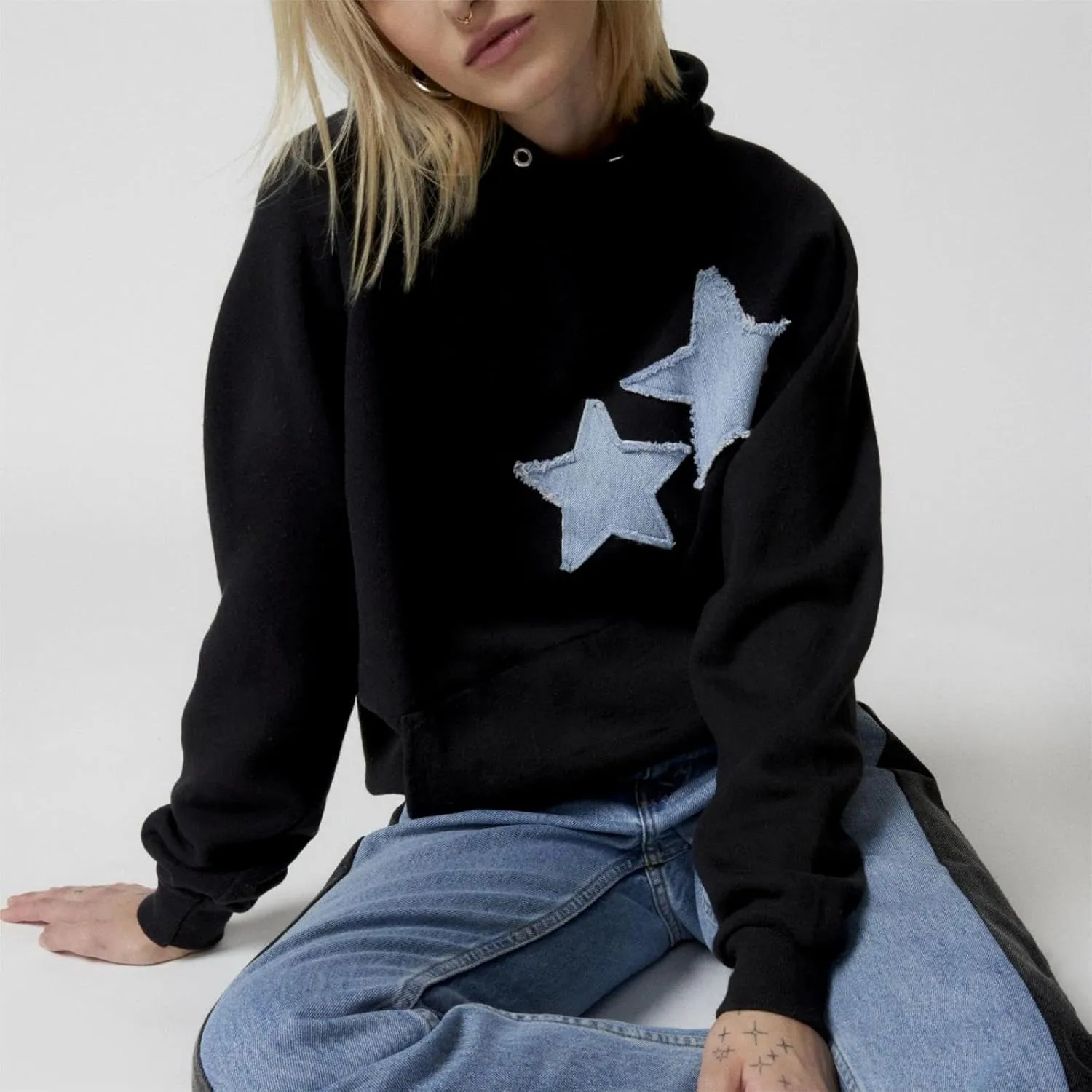 Graphic Oversized Sweatshirt Y2k Women Preppy Hoodies Long Sleeve Hooded Pullover Sweaters Aesthetic Pockets