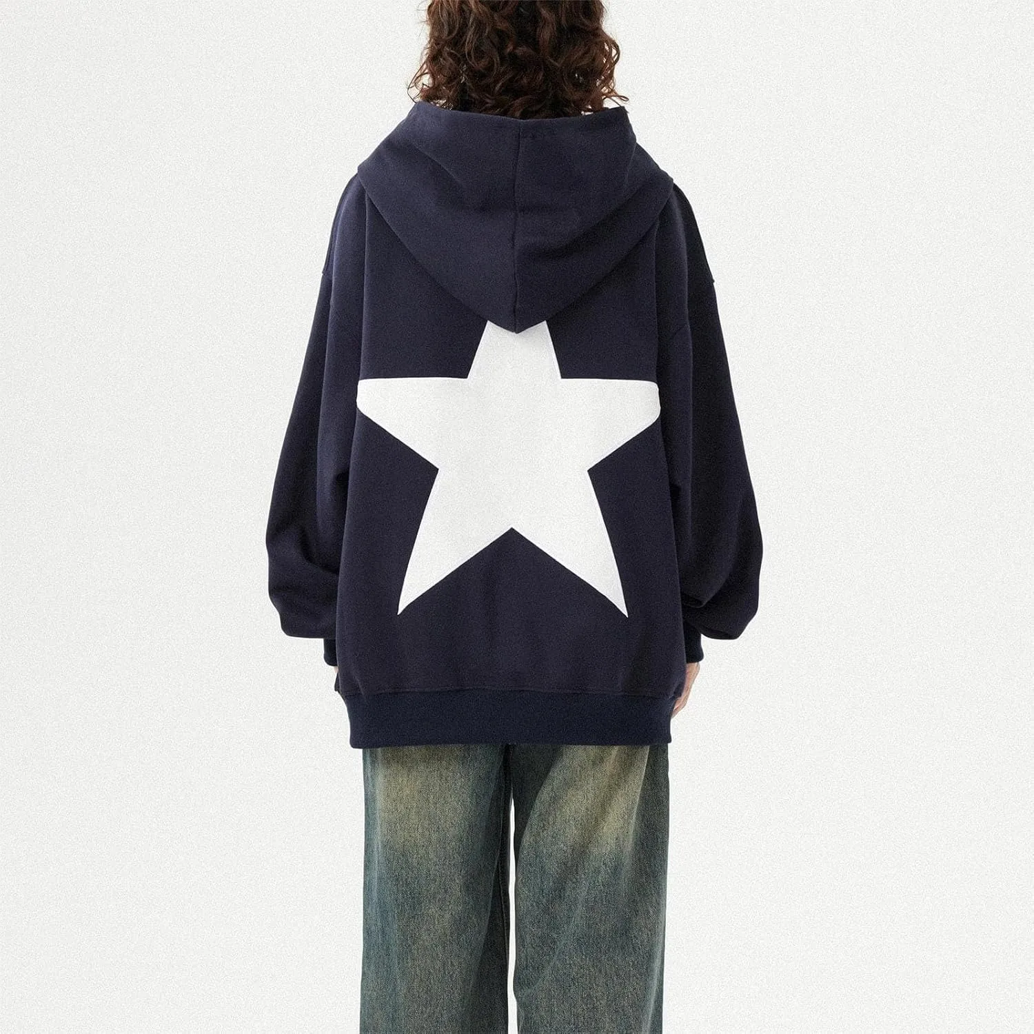 Graphic Oversized Sweatshirt Y2k Women Preppy Hoodies Long Sleeve Hooded Pullover Sweaters Aesthetic Pockets