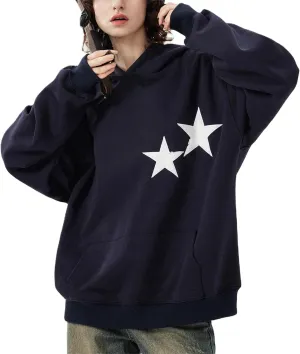 Graphic Oversized Sweatshirt Y2k Women Preppy Hoodies Long Sleeve Hooded Pullover Sweaters Aesthetic Pockets