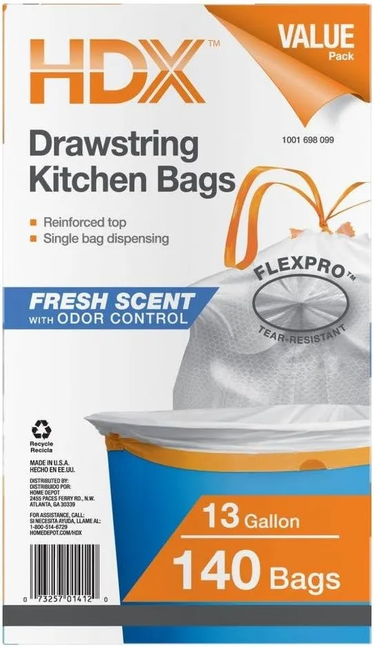 HDX 13 Gal. Flexpro Kitchen Bag with Fresh Scent (140-Count)