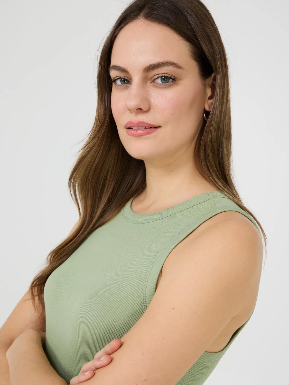 High Neck Ribbed Tank Top