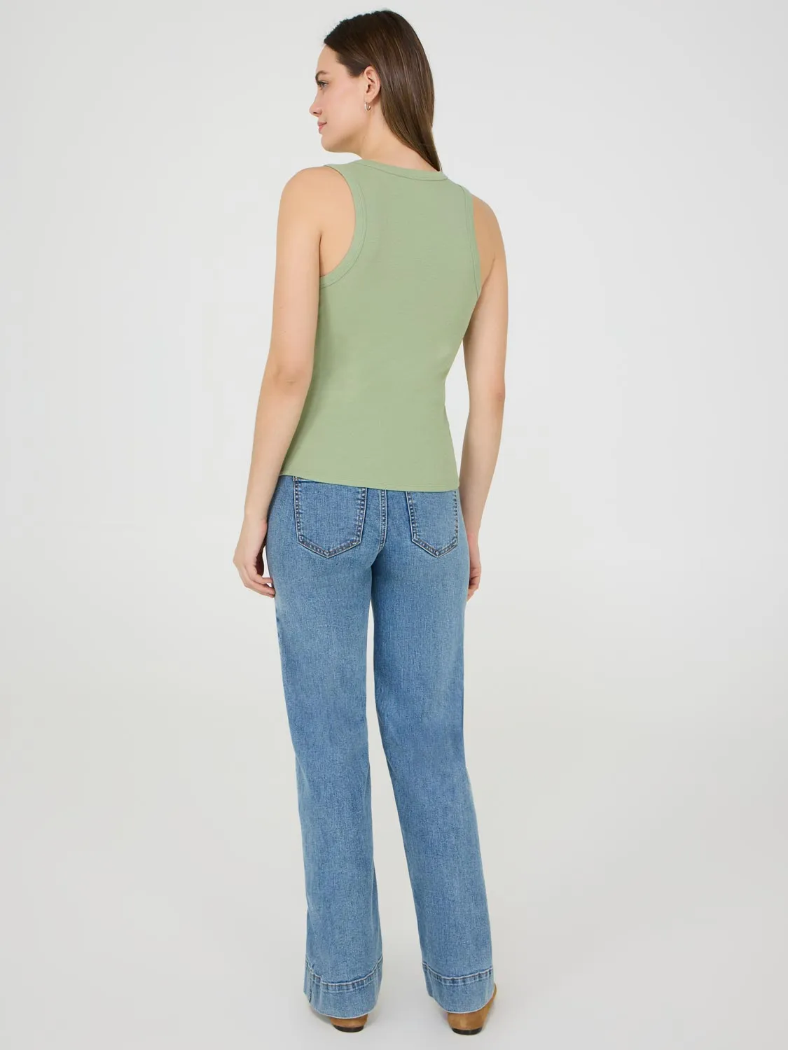 High Neck Ribbed Tank Top