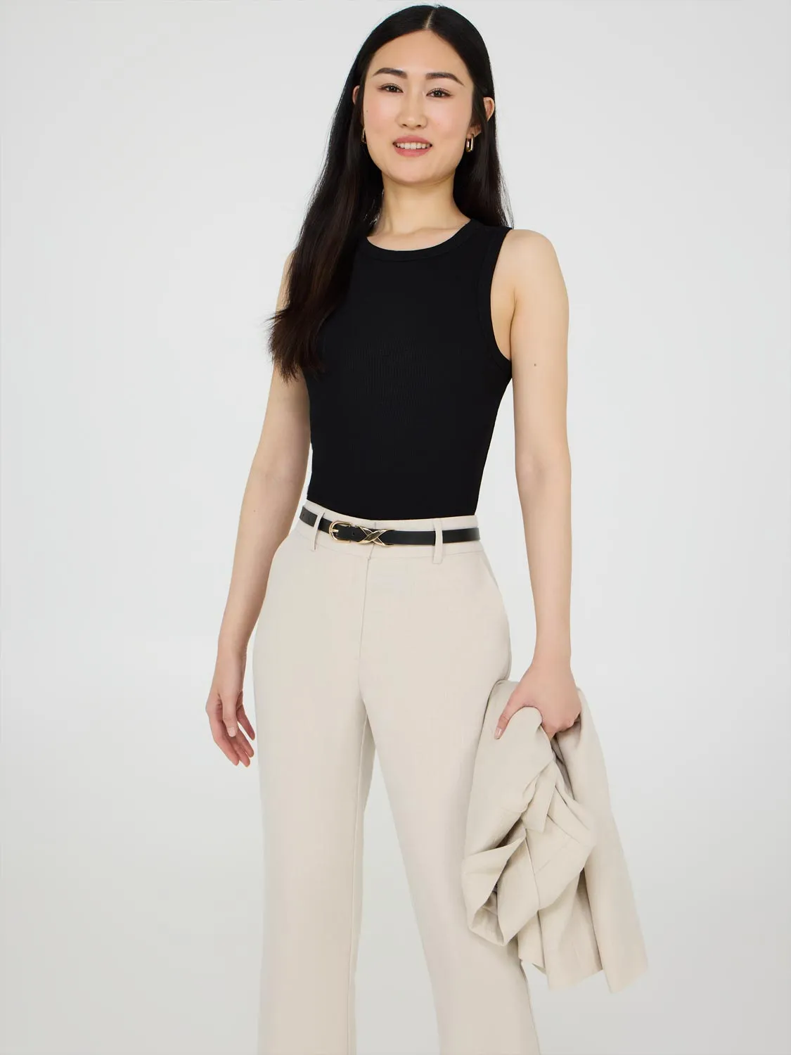High Neck Ribbed Tank Top