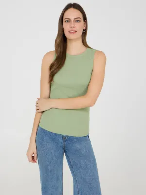 High Neck Ribbed Tank Top