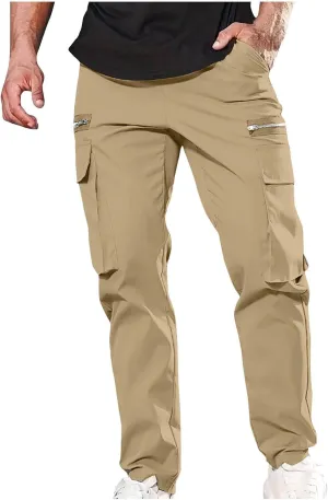 Hiking Pants Men Casual Sports Sweatpants with Zipper Pockets Track Jogging Workout Pants Athletic Running Pants