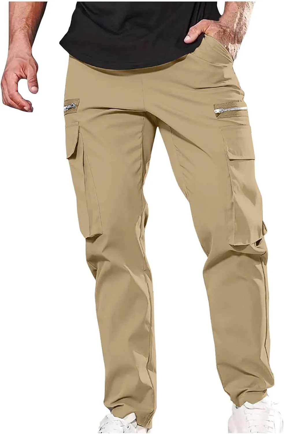 Hiking Pants Men Casual Sports Sweatpants with Zipper Pockets Track Jogging Workout Pants Athletic Running Pants