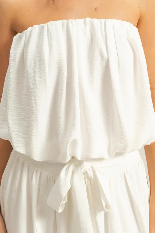 HYFVE Bubble Hem Tube Top In Off White