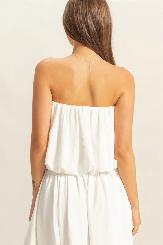 HYFVE Bubble Hem Tube Top In Off White