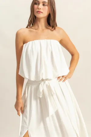 HYFVE Bubble Hem Tube Top In Off White