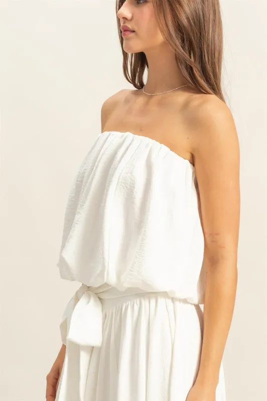 HYFVE Bubble Hem Tube Top In Off White