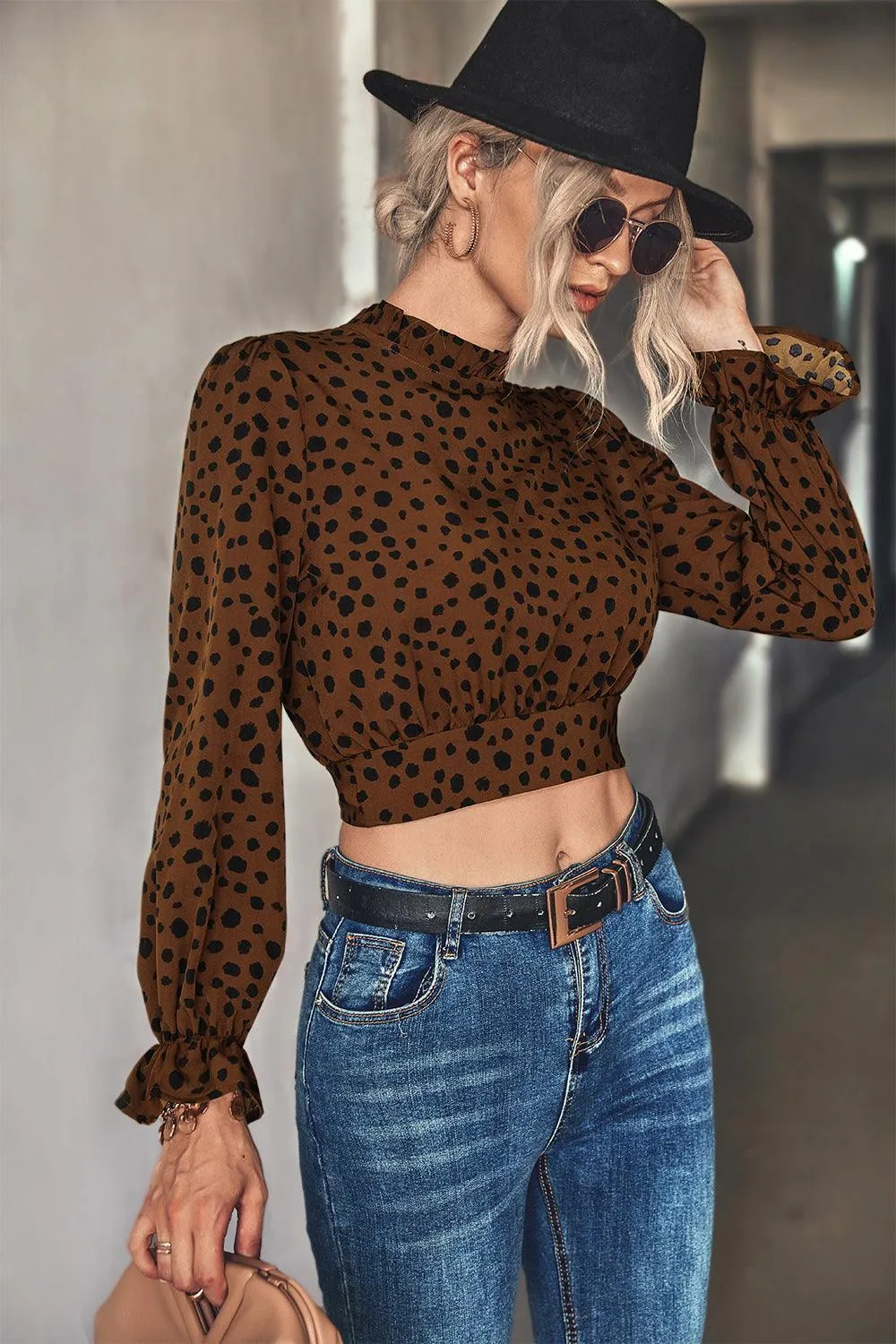 In Control Puff Long Sleeve Cropped Top