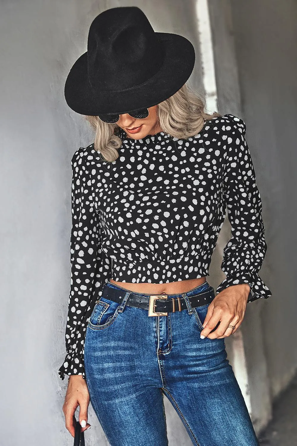 In Control Puff Long Sleeve Cropped Top