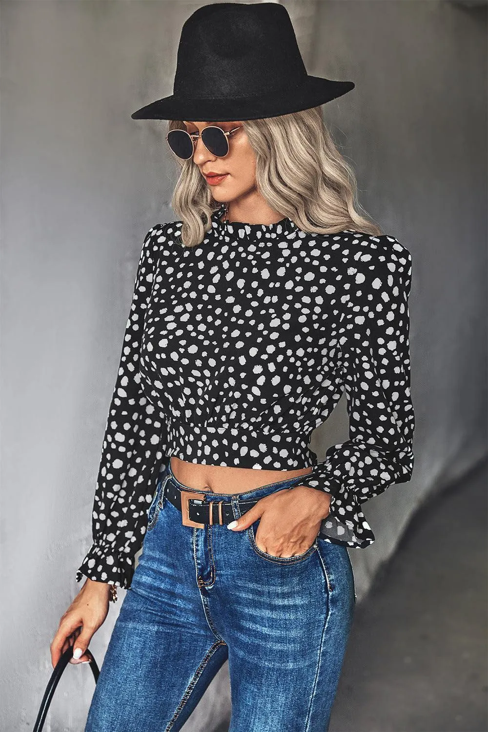 In Control Puff Long Sleeve Cropped Top