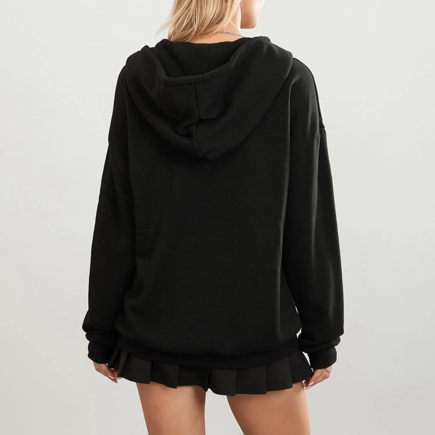 Karwuiio Women Men Zip Up Hoodie Y2k Vintage Graphic Oversized Sweatshirt Jacket Pullover Coats Gothic Streetwear