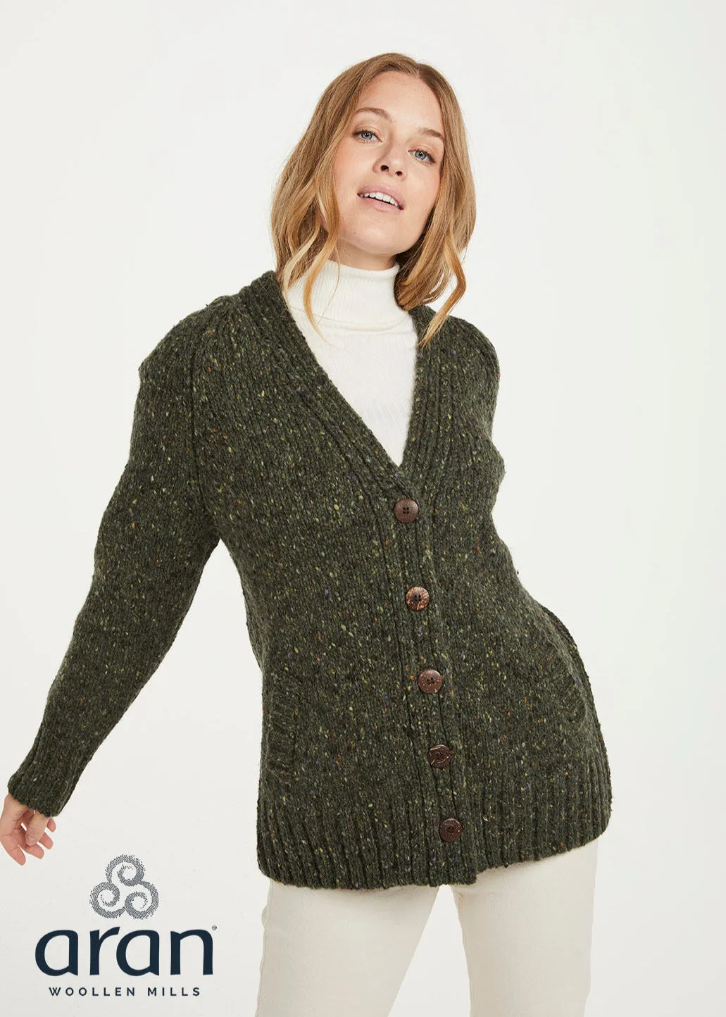 Ladies Tweed Cardigan | Green
