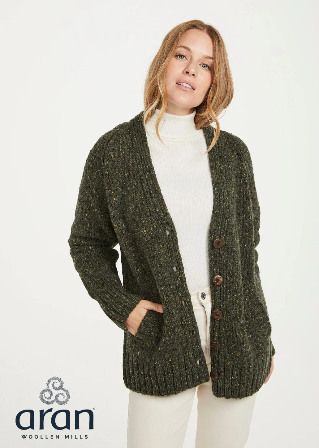 Ladies Tweed Cardigan | Green