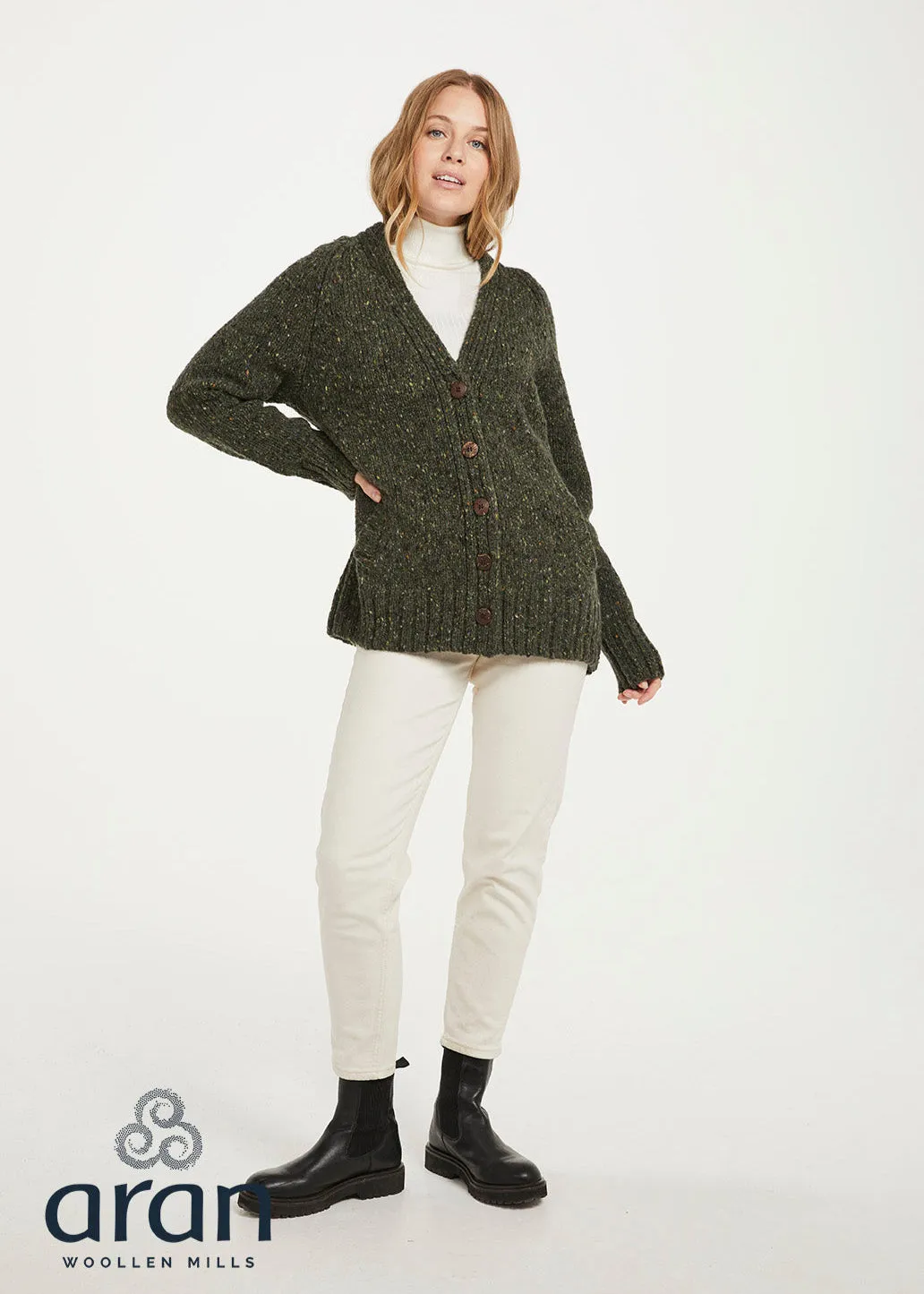 Ladies Tweed Cardigan | Green