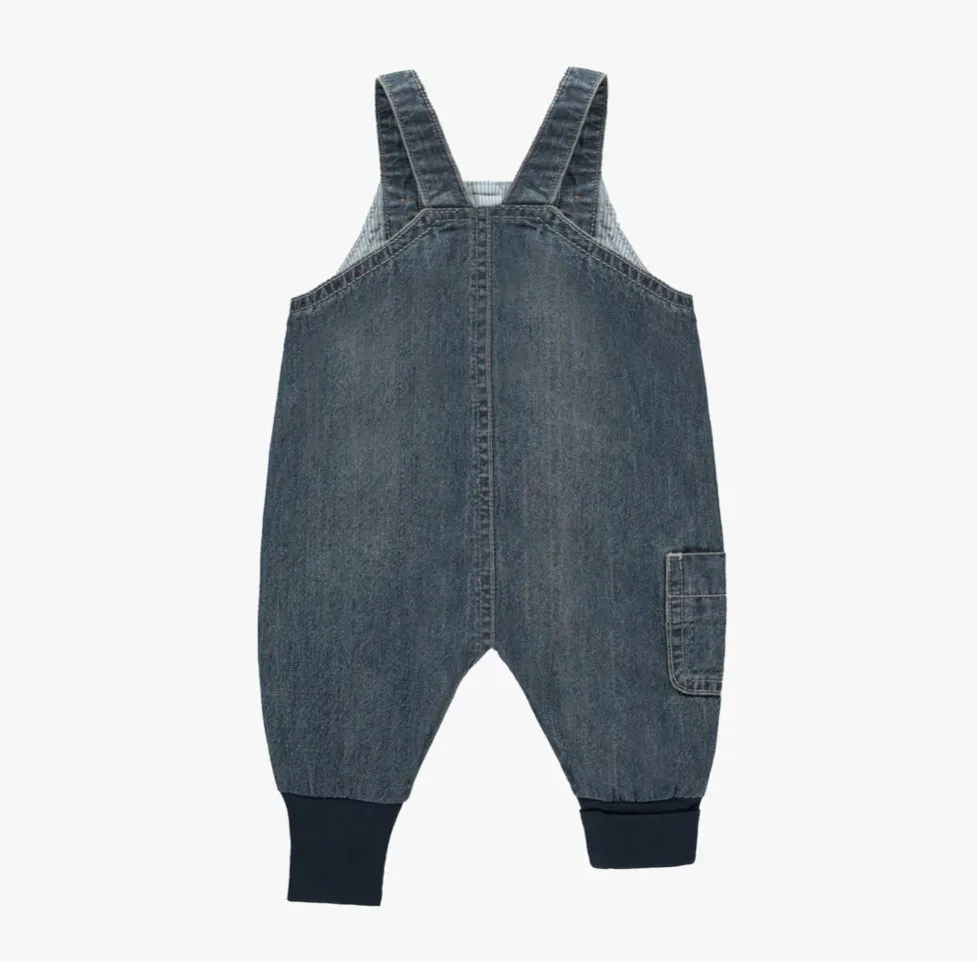 Lightweight Dark Blue Denim Relaxed Fit And Evolutive Overalls-Souris Mini