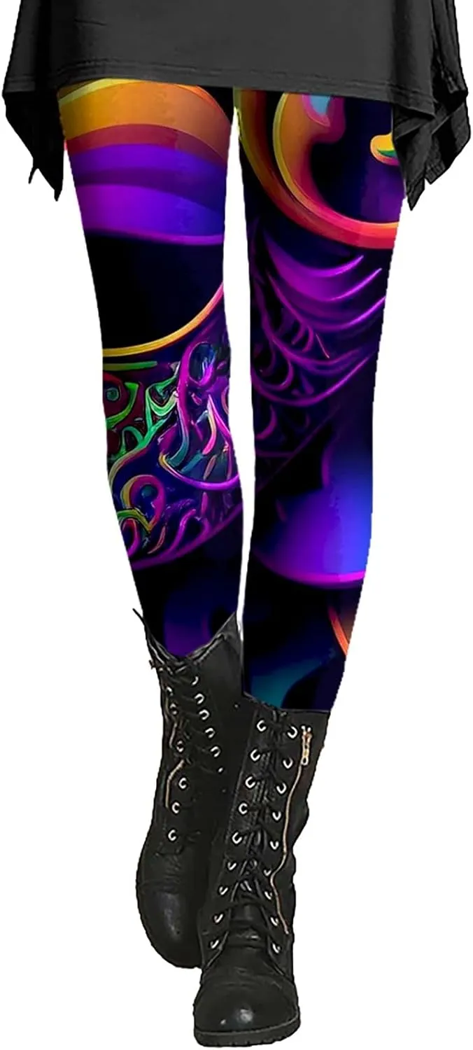 Litetao Mardi Gras Leggings for Women 2025 High Waisted Carnival Fancy Sequin Mask Printed Yoga Pants Stretch Tights Trousers
