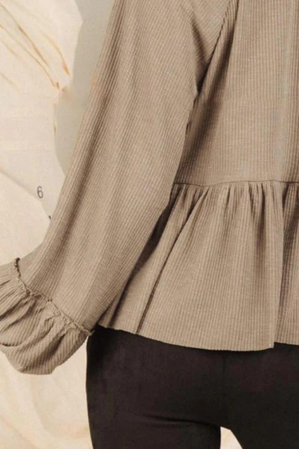 Loosen Up Notched Neck Long Sleeve Blouse