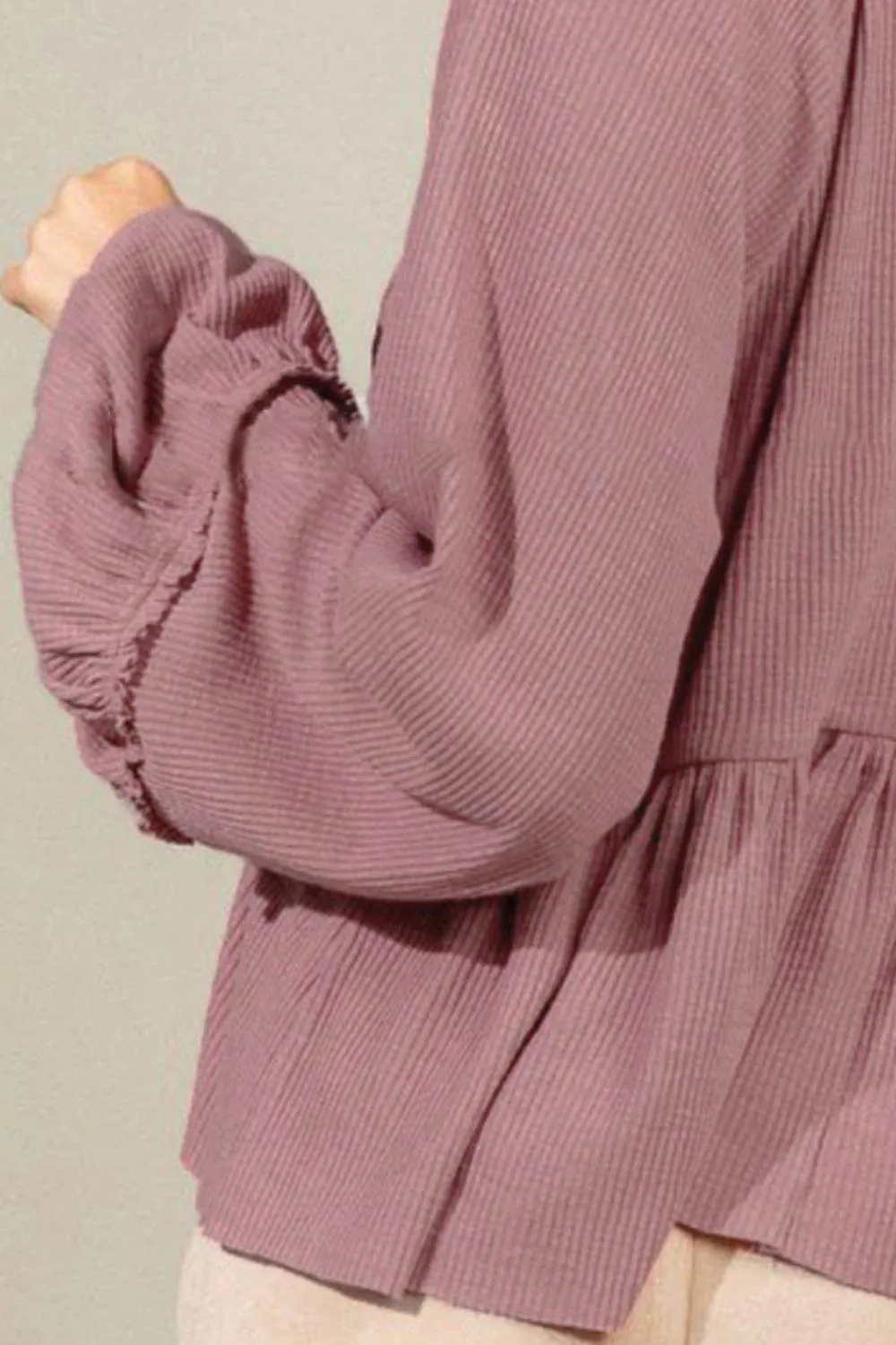 Loosen Up Notched Neck Long Sleeve Blouse